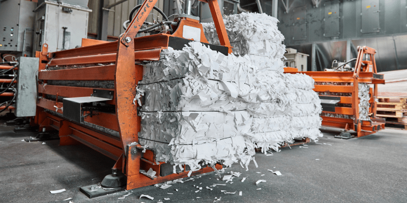 paper recycled on an industrial scale